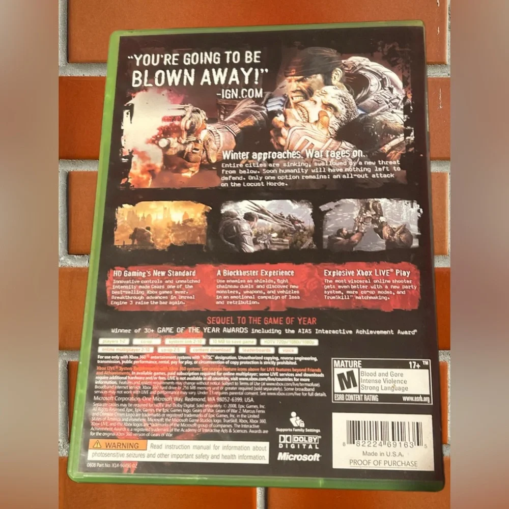 Excellent condition Gears Of War 2 xbox360 Game